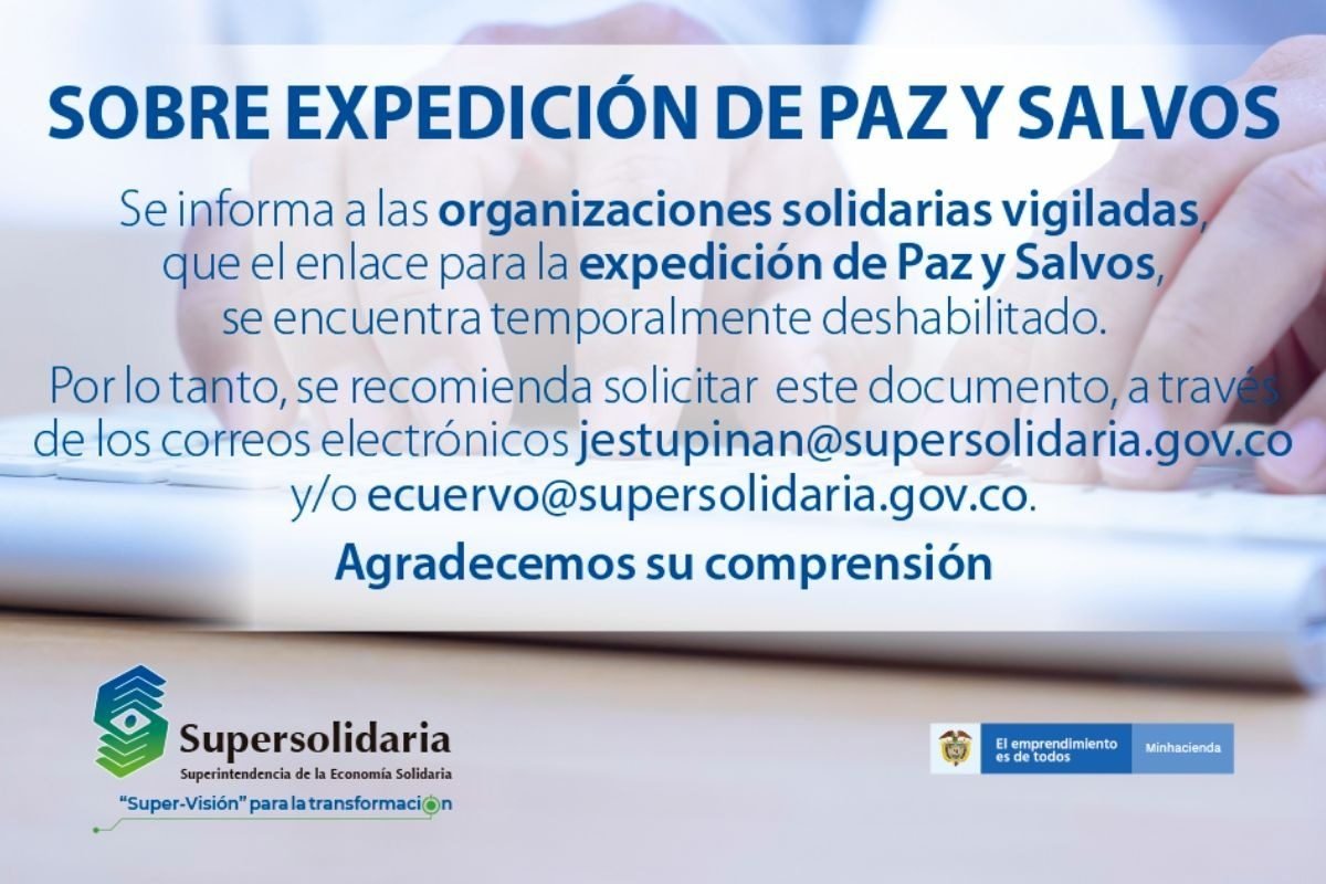 Enlace de expedición de paz y salvos deshabilitada